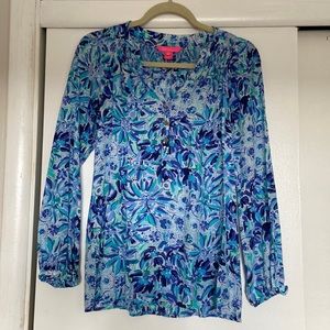 Lilly Pulitzer 100% silk Elsa Blouse -XS